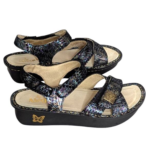 Alegria Lula Leather Adjustable Backstrap Sandals Glam Bam 37 US 7 Wide Width - Picture 6 of 16